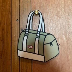 Jump from paper cartoon bag